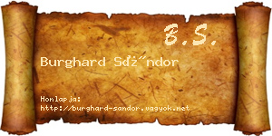 Burghard Sándor névjegykártya