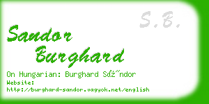 sandor burghard business card